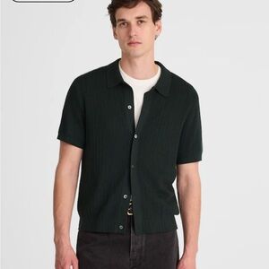 Madewell dark bottle Tuck-Stitch Button-Up Sweater Polo